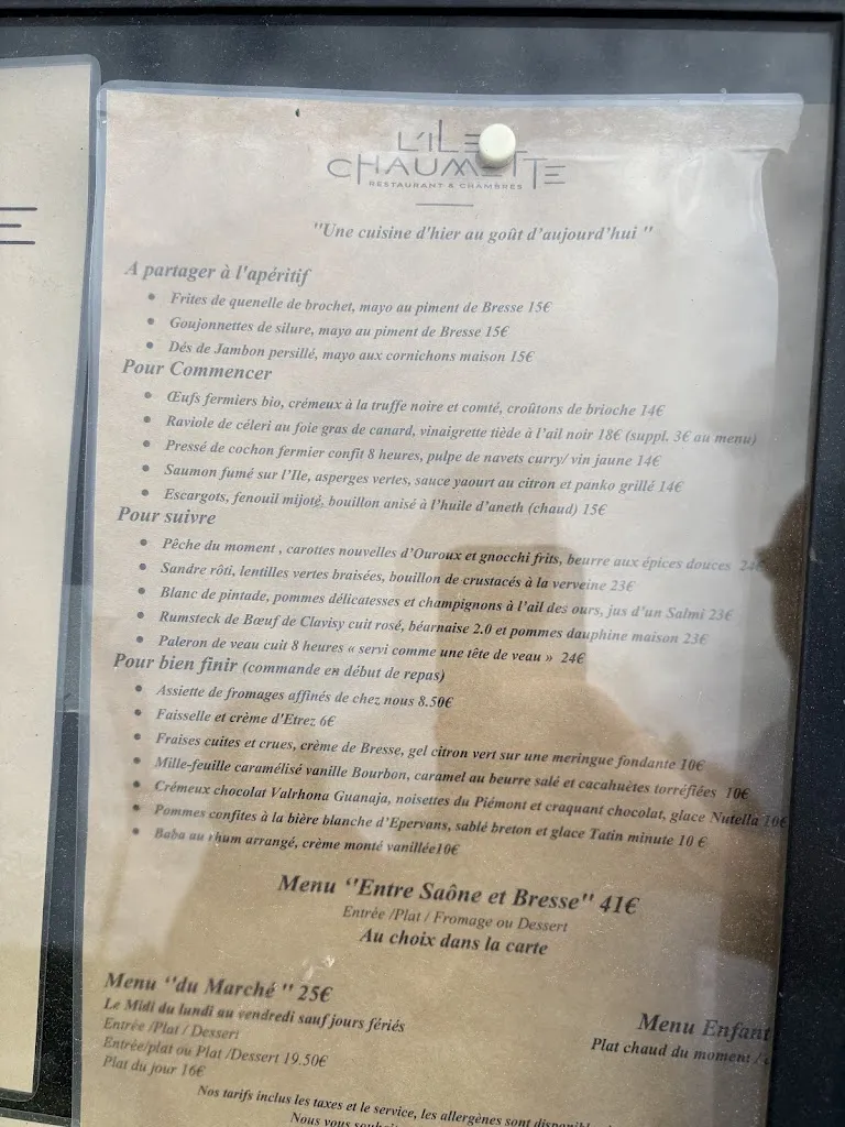 Menu_Restaurant l'Ile Chaumette_Épervans_image_1