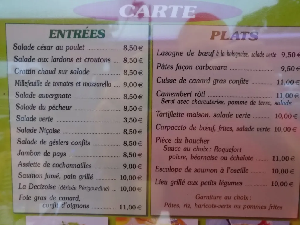 Menu_Brasserie chez maxime_Decize_immagine_1