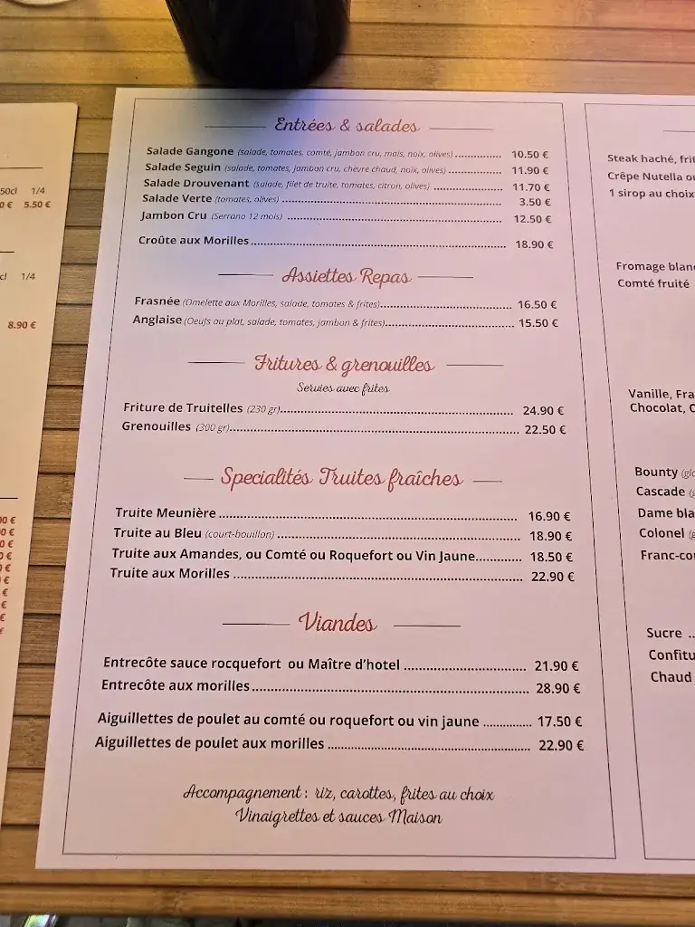 Menu_Restaurant La Cascade à La Frasnée Jura_Frasnée_image_2