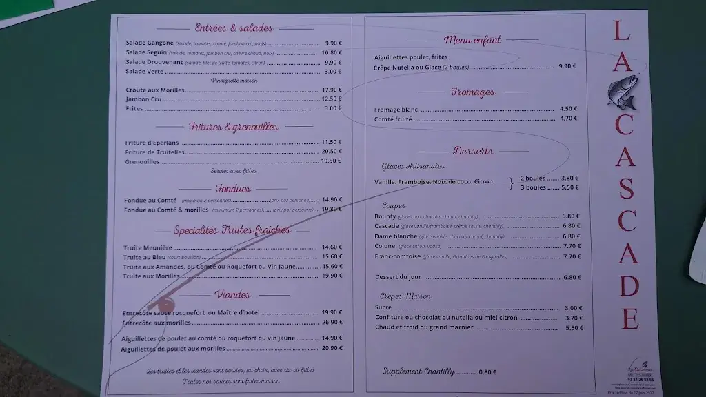 Menu_Restaurant La Cascade à La Frasnée Jura_Frasnée_image_3