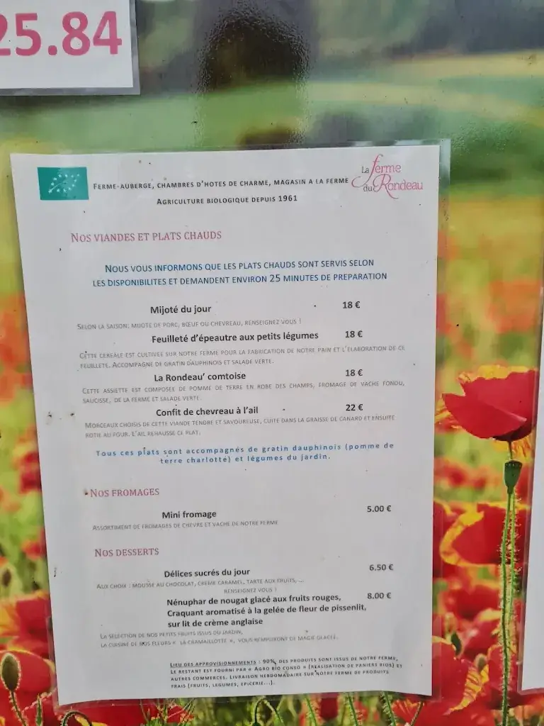 Menu_RESTAURANT -La Ferme-Auberge du Rondeau_Lavans-Vuillafans_image_1