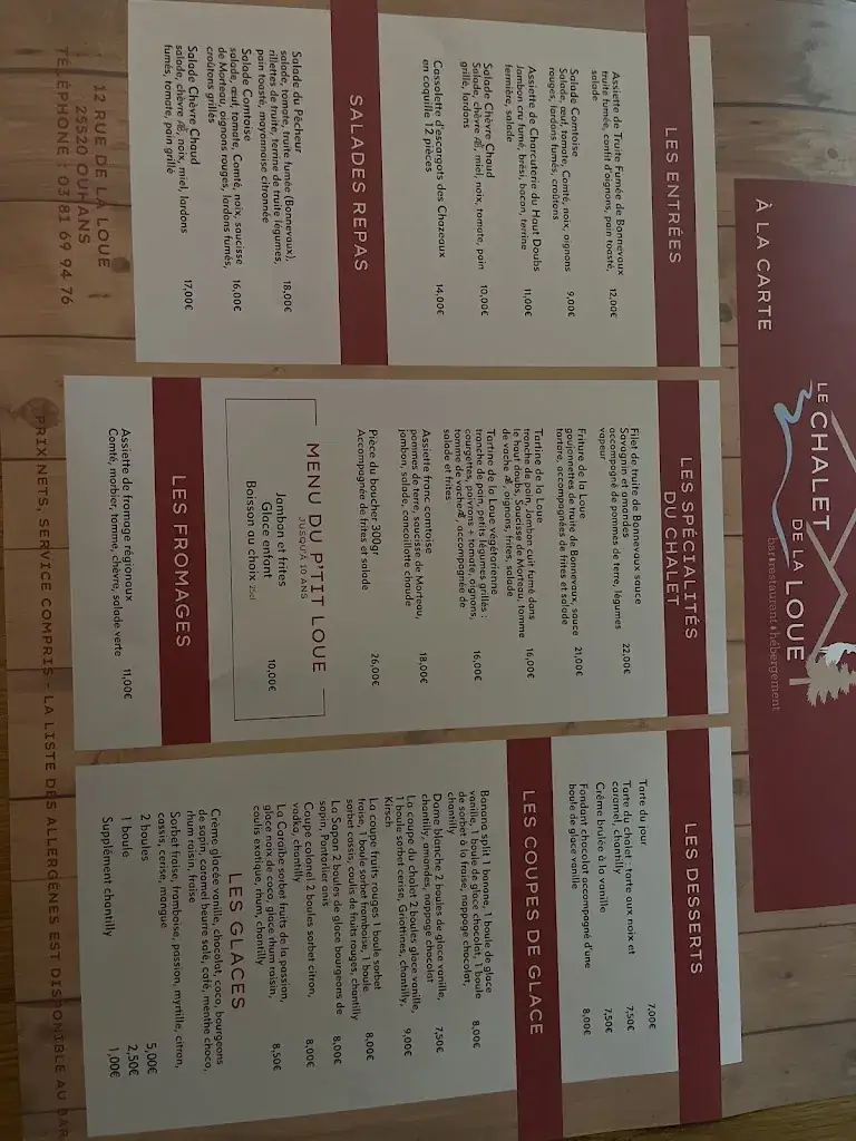 Menü_Chalet de la Loue_Ouhans_Bild_1