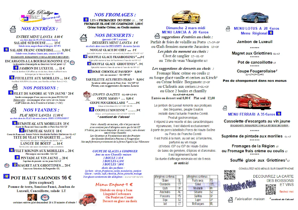 Menu_Le rallye Gourmand Restaurant Traiteur - Luxeuil les Bains France_Luxeuil-les-Bains_image_1