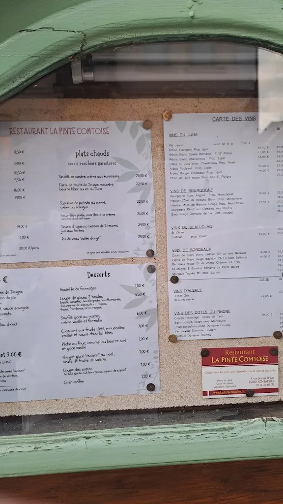 Menu_Restaurant la Pinte Comtoise_Pontarlier_image_1