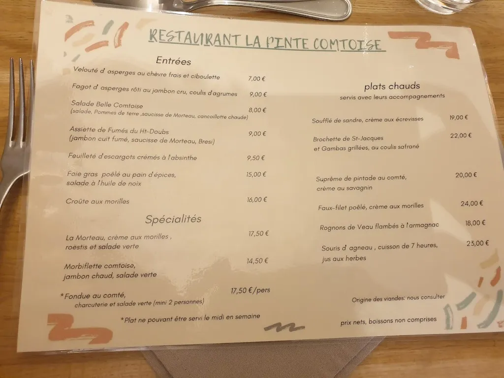 Menu_Restaurant la Pinte Comtoise_Pontarlier_image_2