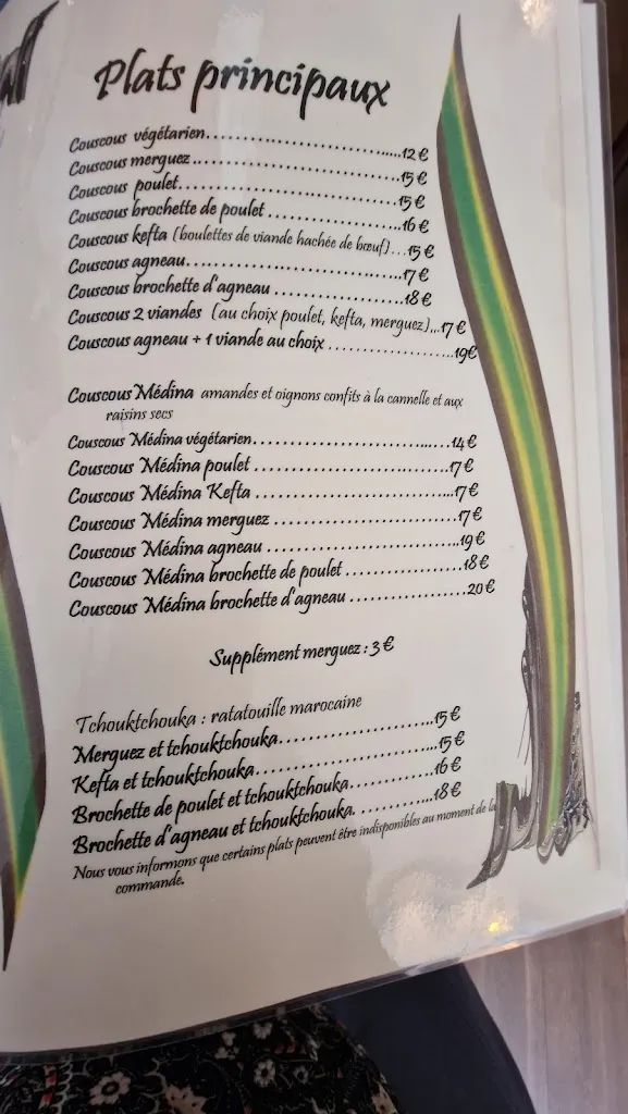Menu_La Médina_Pontarlier_image_1
