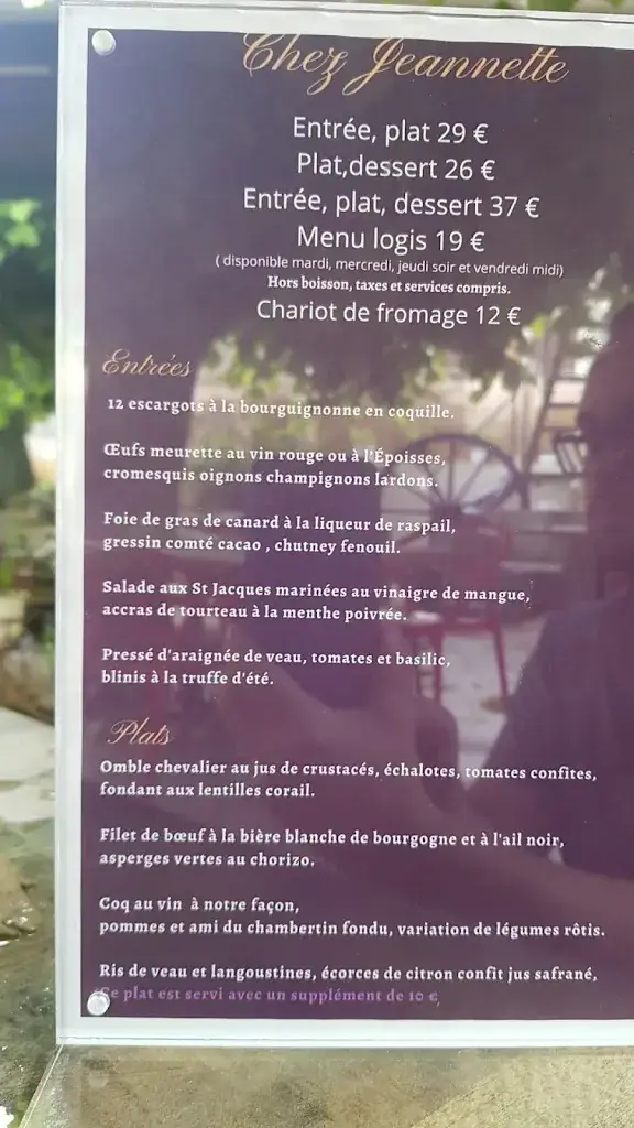 Menu_Logis Hotel Restaurant Chez Jeannette_Fixin_immagine_2