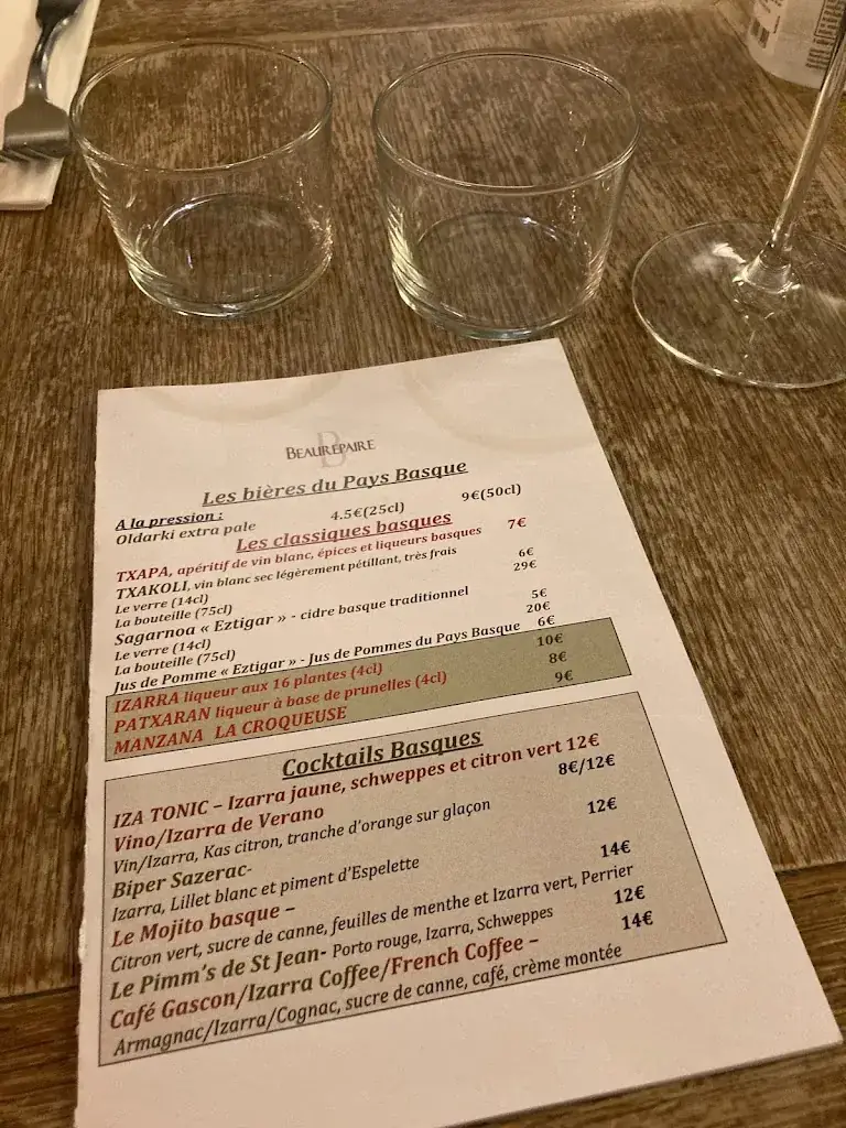 Menu_Beaurepaire Ambassade du Béarn - Restaurant Paris Terrasse_Paris_image_4