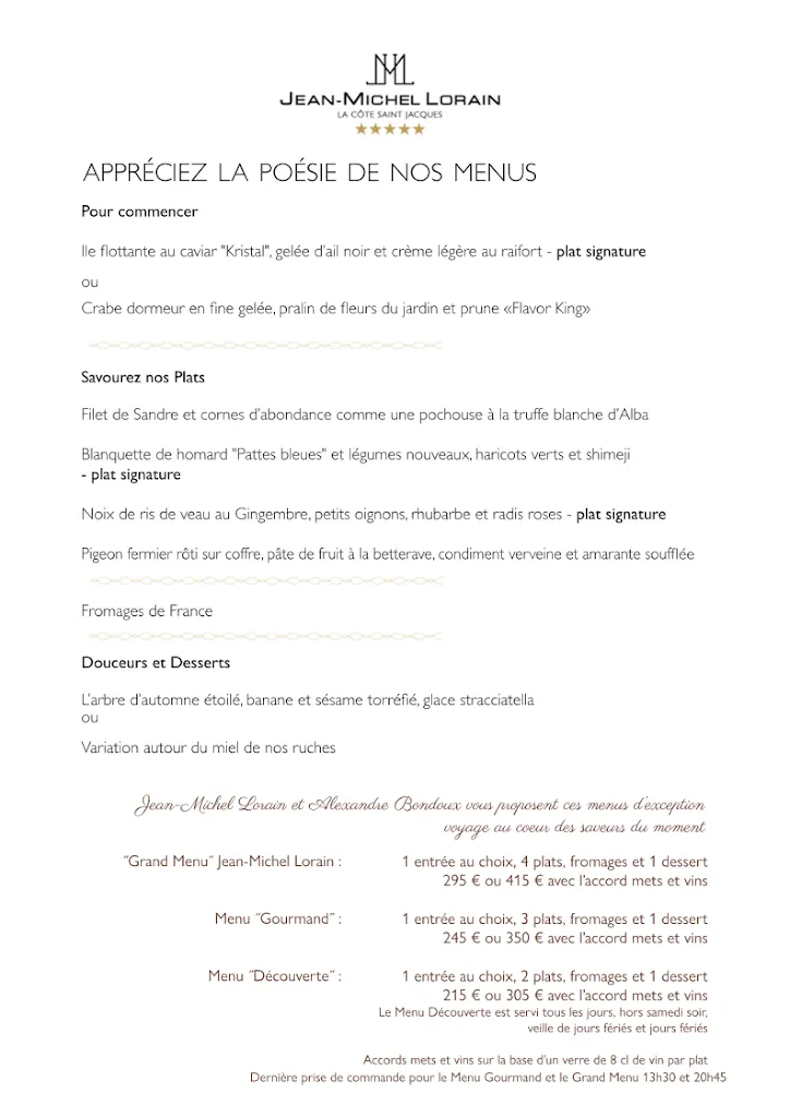 Menu_La Côte Saint Jacques & Spa_Joigny_immagine_1