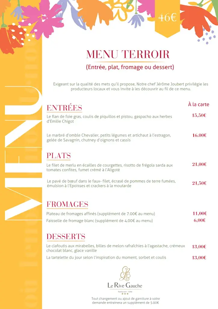 Menu_Hôtel Restaurant Le Rive Gauche_Joigny_image_2