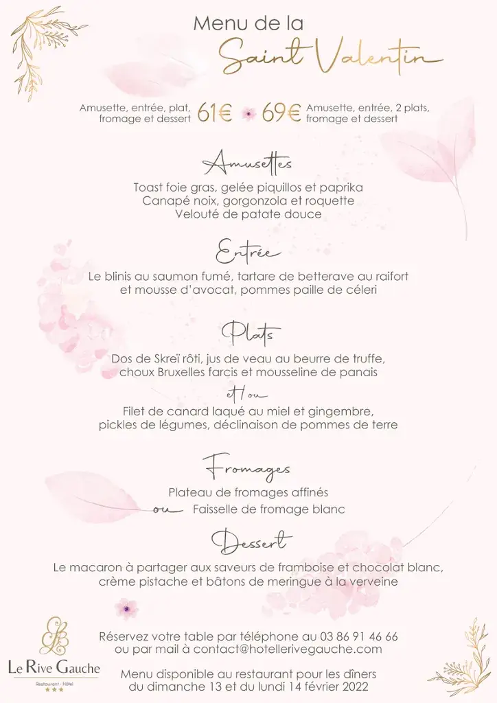 Menu_Hôtel Restaurant Le Rive Gauche_Joigny_image_4