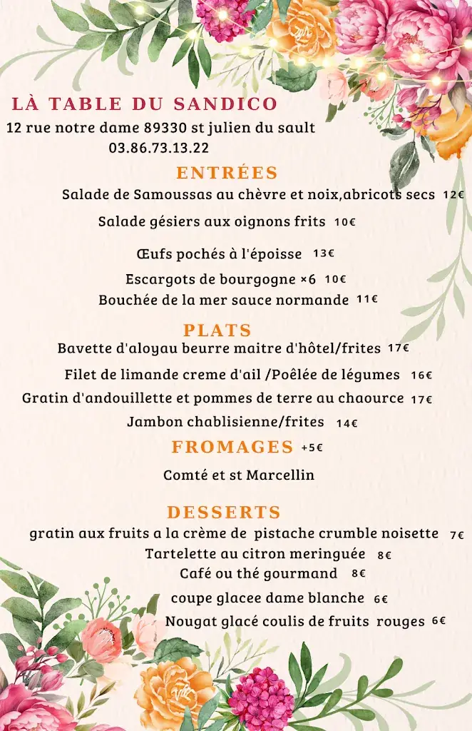 Menu_LA TABLE DU SANDICO_Saint-Julien-du-Sault_image_2