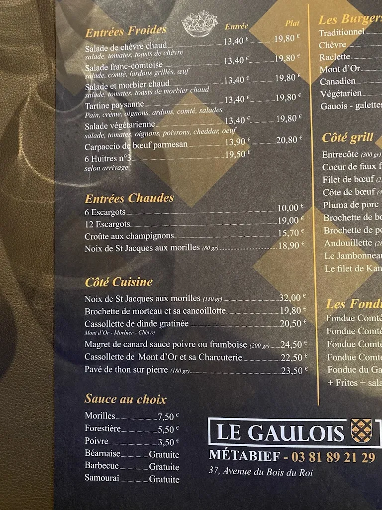 Menu_Restaurant Le Gaulois Metabief_Métabief_immagine_1
