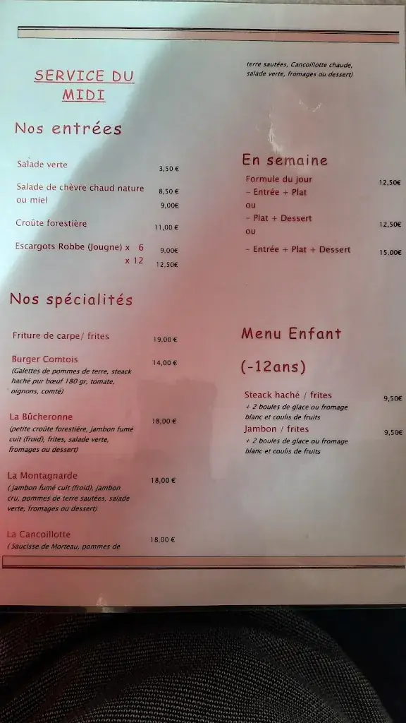 Menu_Hôtel Restaurant de la Poste le 1900_Jougne_image_2