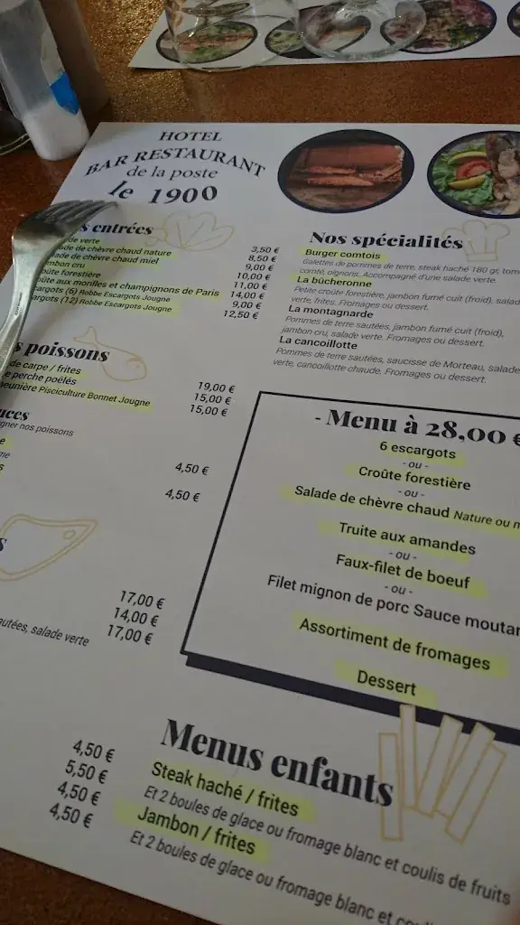 Menu_Hôtel Restaurant de la Poste le 1900_Jougne_image_4