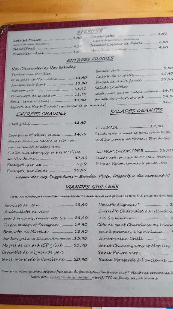 Menu_Restaurant La Boissaude_Rochejean_image_2
