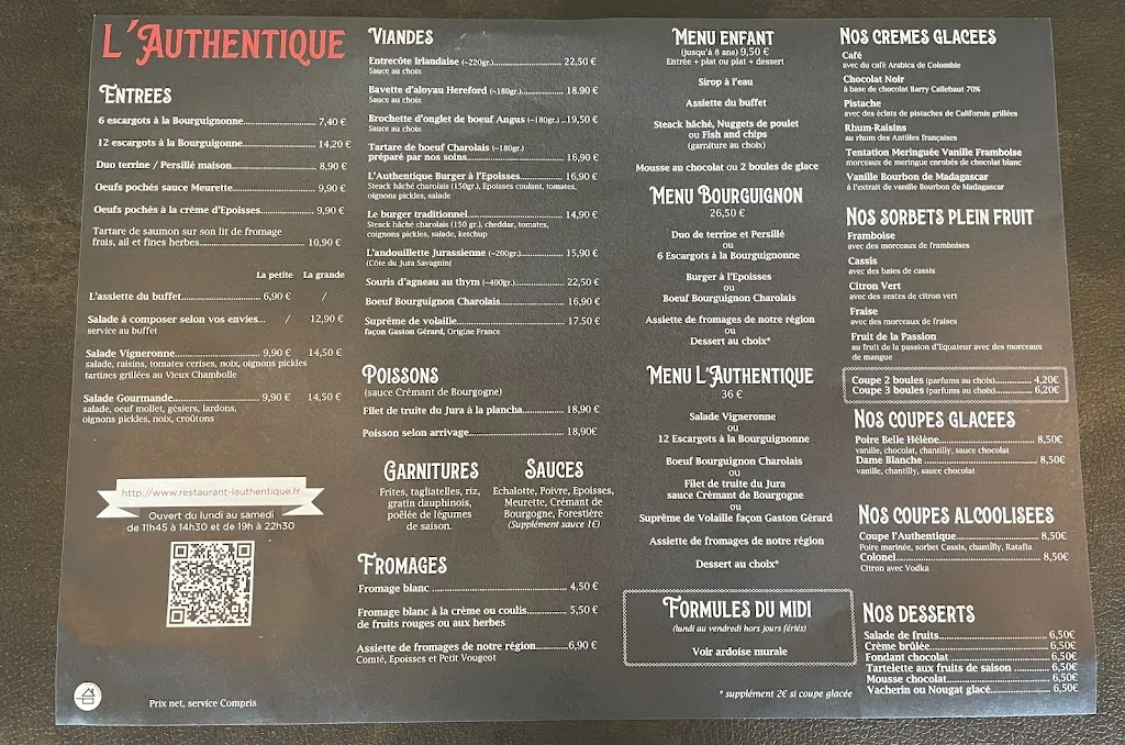 Menu_L'Authentique Bar Restaurant_Longvic_image_1
