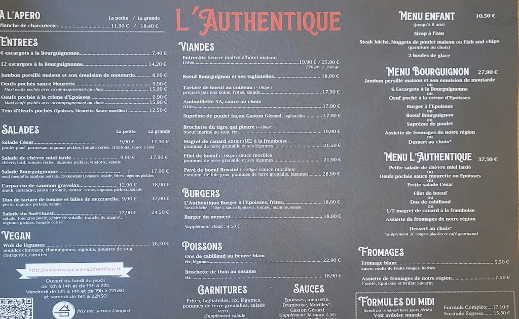 Menu_L'Authentique Bar Restaurant_Longvic_image_4