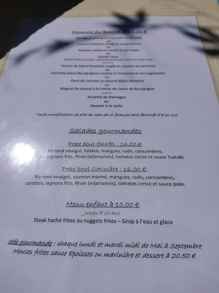 Menu_Bistrot La Cotinière St Jean De Losne_Saint-Jean-de-Losne_immagine_2