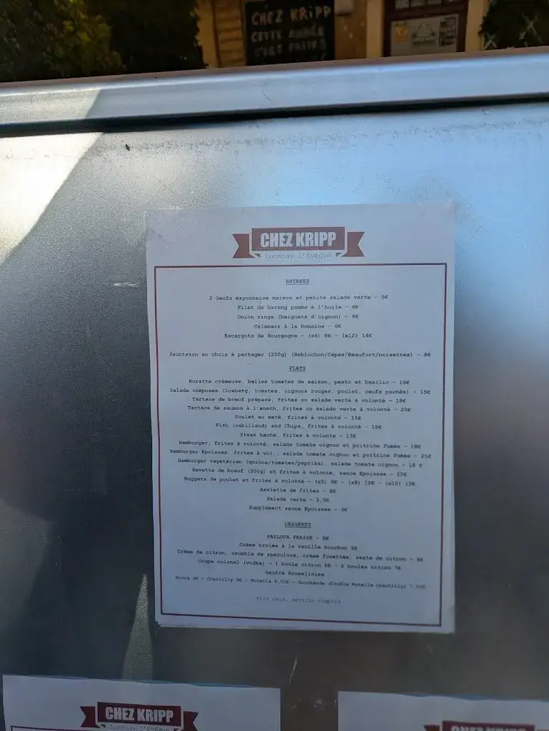 Menu_CHEZ KRIPP_Lucenay-l'Évêque_immagine_3