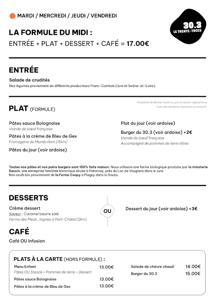 Menu_Le 30.3 Bar Restaurant Guinguette_Lavans-lès-Saint-Claude_image_1