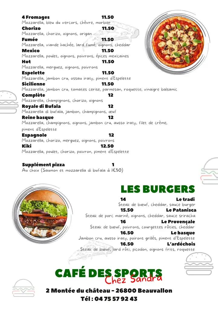 Menu_Café des Sports - Chez Sandra_Beauvallon_immagine_1