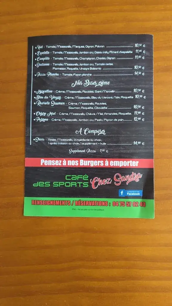 Menu_Café des Sports - Chez Sandra_Beauvallon_immagine_3
