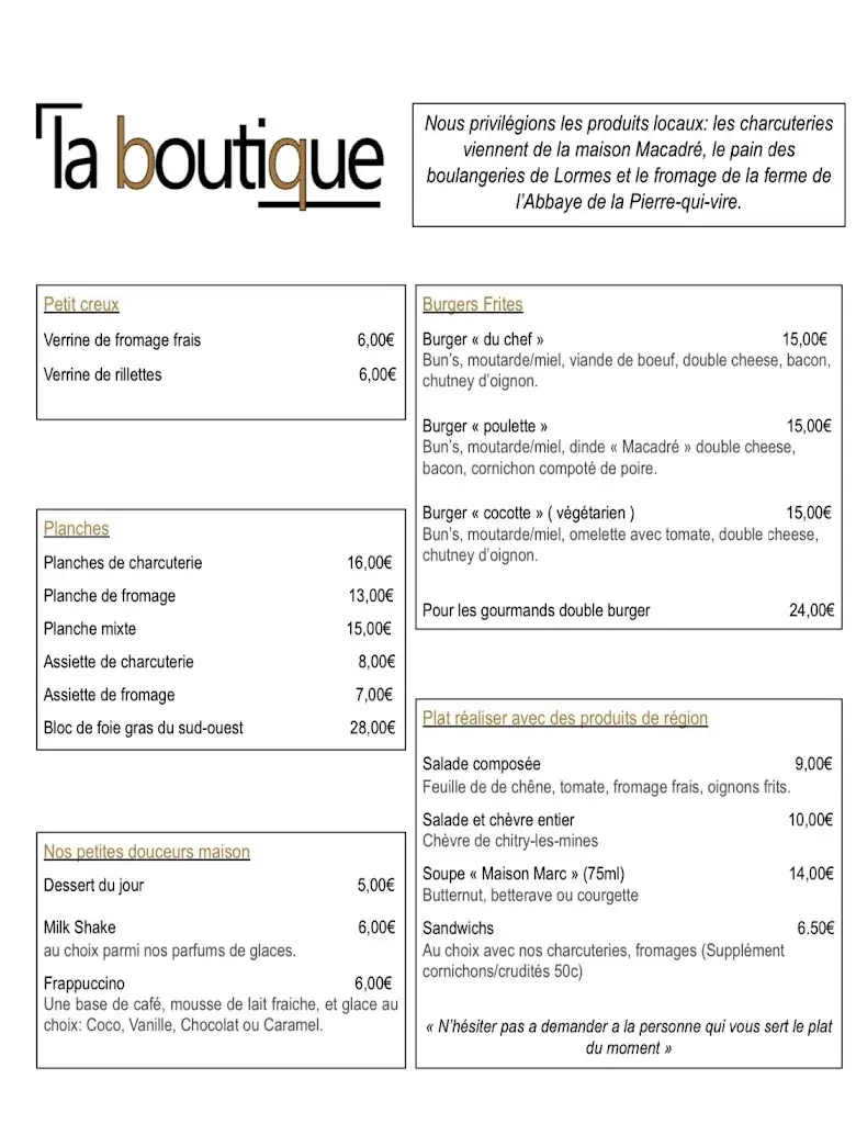 Menu_La Boutique_Lormes_image_1
