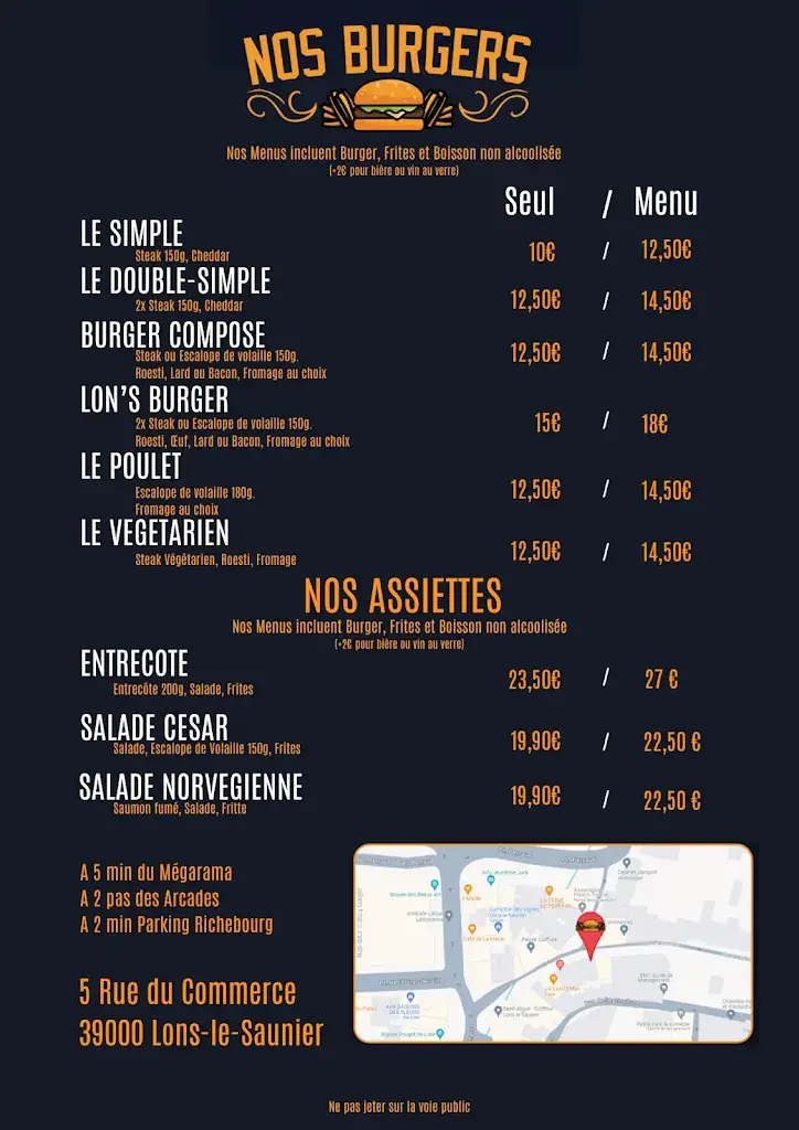 Menu_Restaurant Lon’s Burger_Lons-le-Saunier_immagine_1