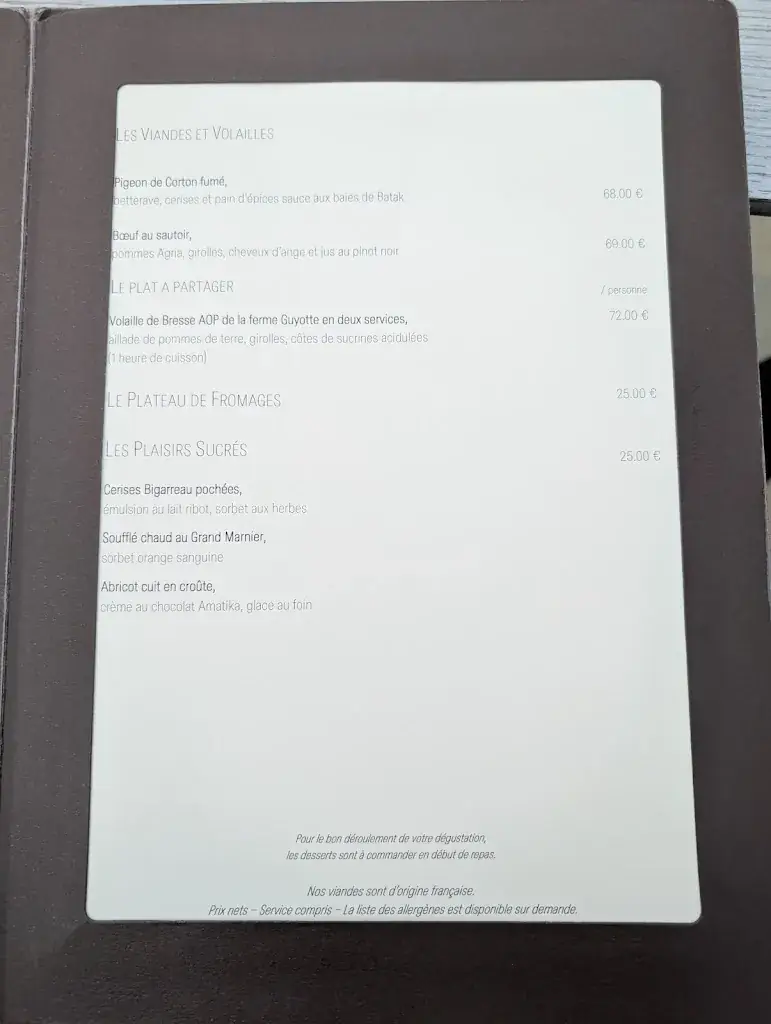 Menu_Restaurant Gastronomique Table de Levernois*_Levernois_image_4