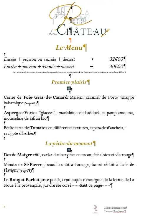 Menu_Le Restaurant du Château_Saint-Sernin-du-Bois_immagine_1