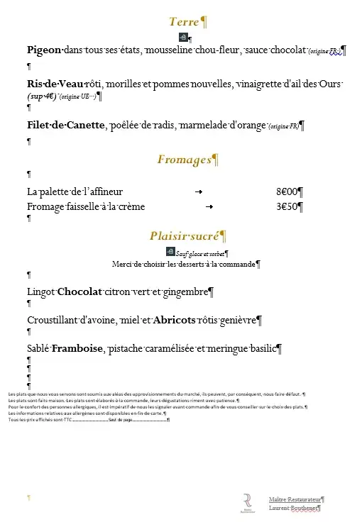 Menu_Le Restaurant du Château_Saint-Sernin-du-Bois_immagine_2