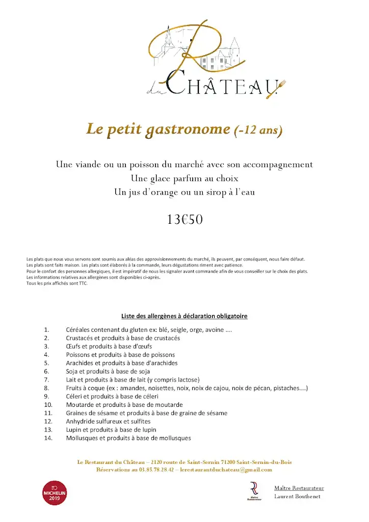 Menu_Le Restaurant du Château_Saint-Sernin-du-Bois_immagine_4