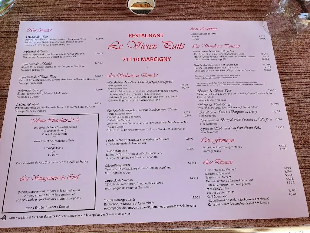 Menu_Restaurant Le Vieux Puits_Marcigny_immagine_1