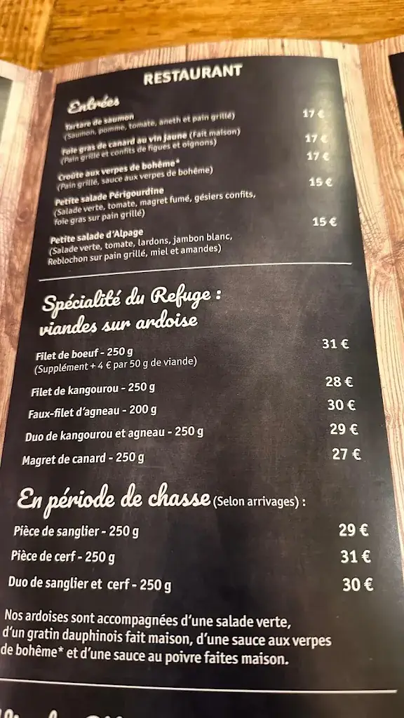 Menu_Restaurant Le Refuge_Rousses_image_2