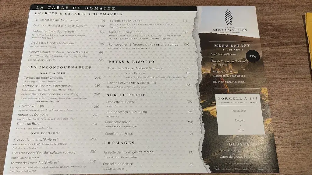 Menu_Restaurant du Domaine du Mont-Saint-Jean_Rousses_image_2
