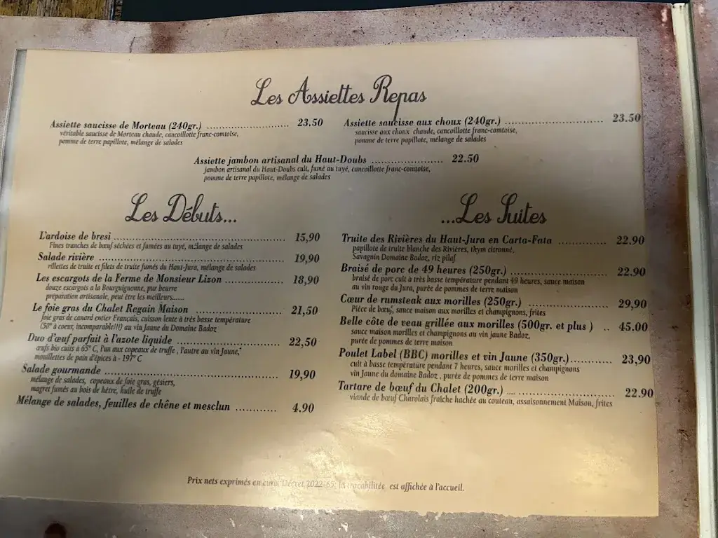 Menu_CHALET REGAIN LES ROUSSES_Rousses_immagine_2