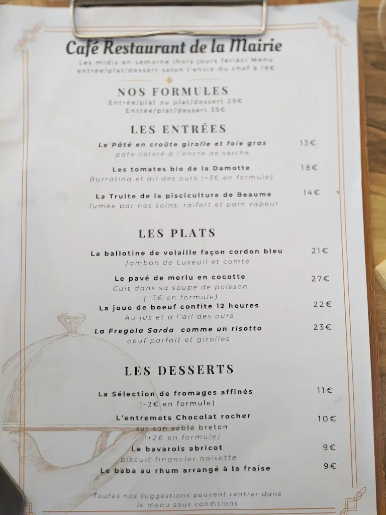 Menu_Cafe Restaurant de la mairie_Mélisey_image_1