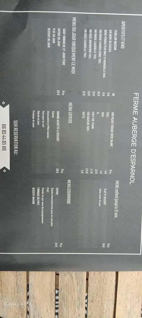 Menu_Ferme Auberge d'Esparnol_Montfaucon_image_1