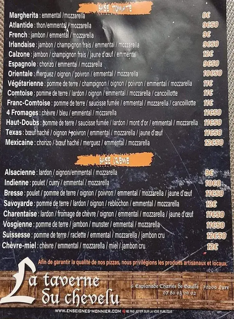 Menu_La taverne du chevelu_Lure_immagine_1