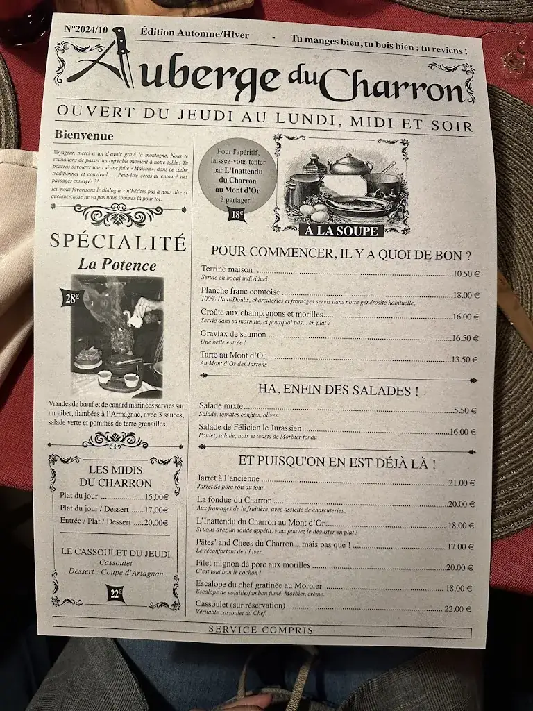 Menu_Auberge Du Charron_Montlebon_image_2