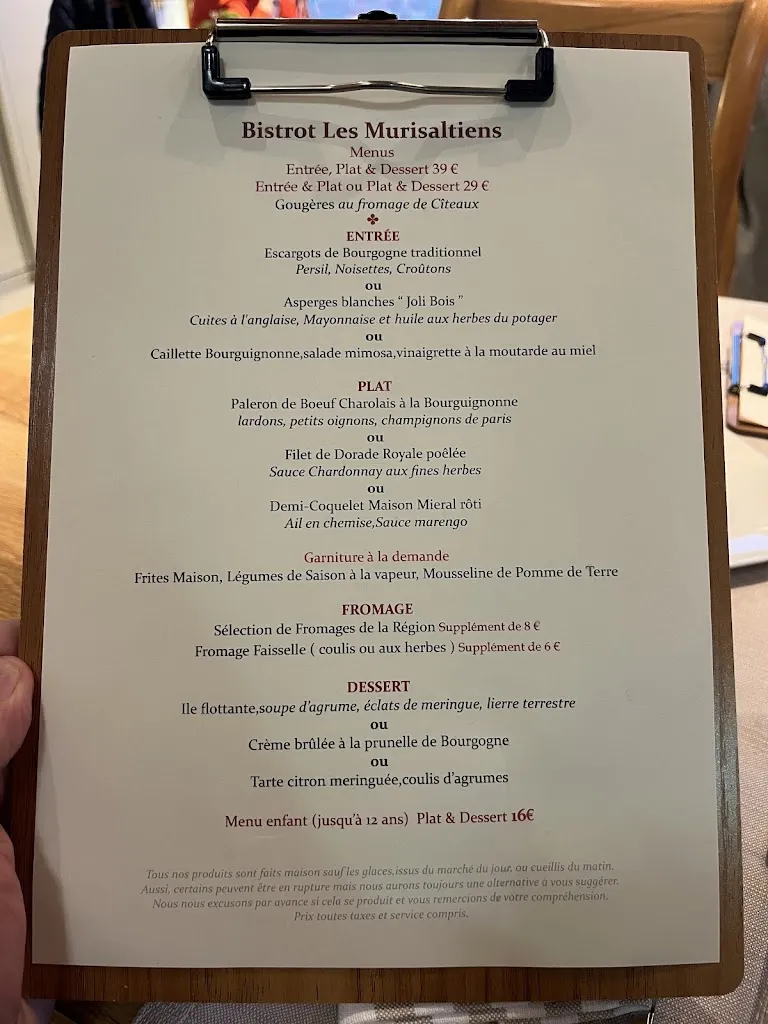 Menu_Les Murisaltiens Bistrot Traditionnel & Bourguignon_Meursault_immagine_2
