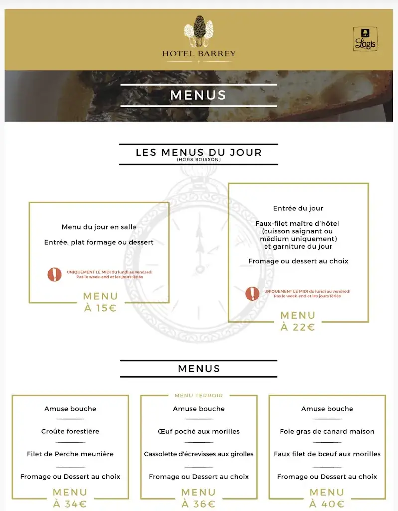 Menu_Hôtel Restaurant Barrey_Orchamps-Vennes_image_1