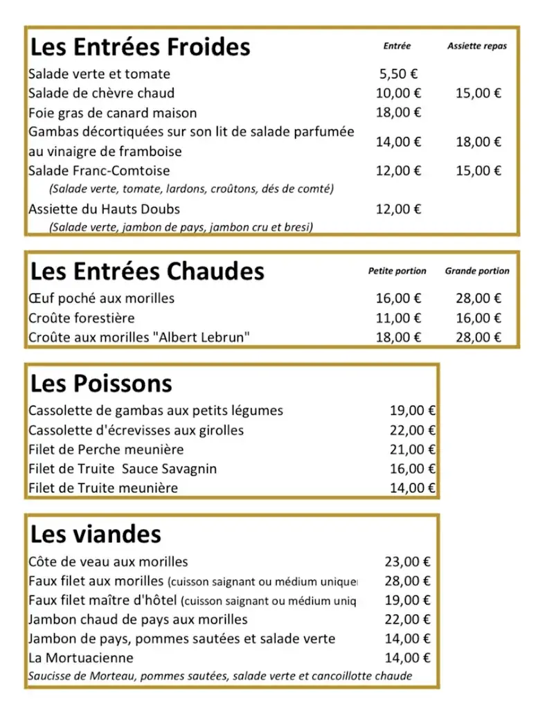 Menu_Hôtel Restaurant Barrey_Orchamps-Vennes_image_2