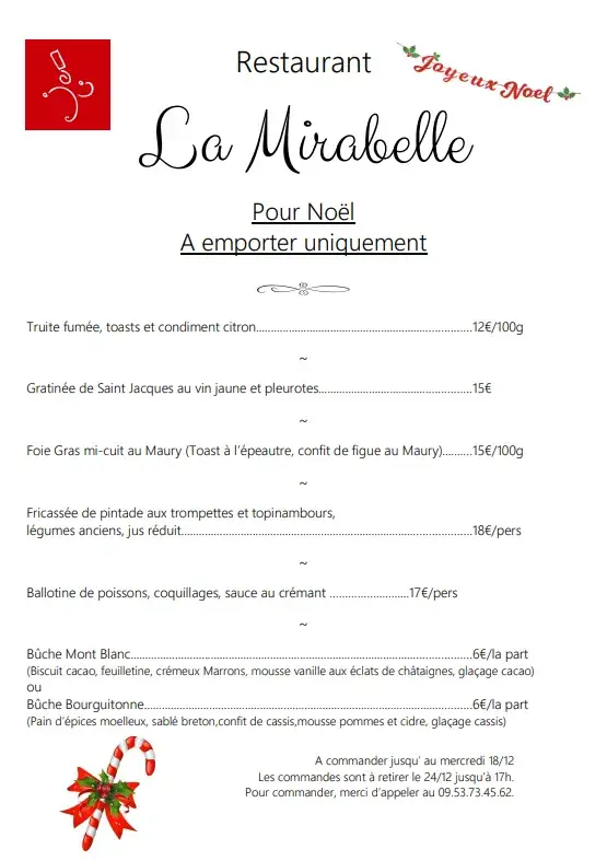Menu_Restaurant La Mirabelle_Saint-Rémy_image_2