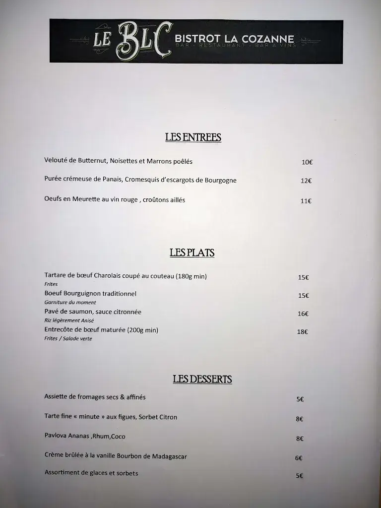Menü_Le BLC - Bistrot La Cozanne_Nolay_Bild_4
