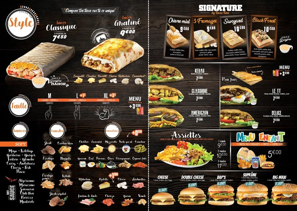 Menu_Tacos Time snack pizzeria_Ouroux-sur-Saône_image_1
