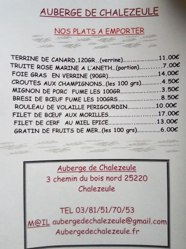Menu_Auberge de Chalezeule_Chalezeule_image_2