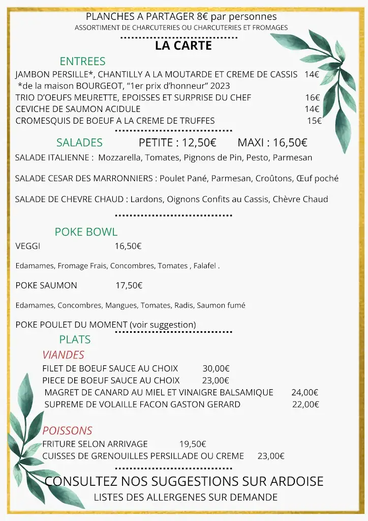 Menu_Hostellerie des Marronniers_Pontailler-sur-Saône_immagine_2