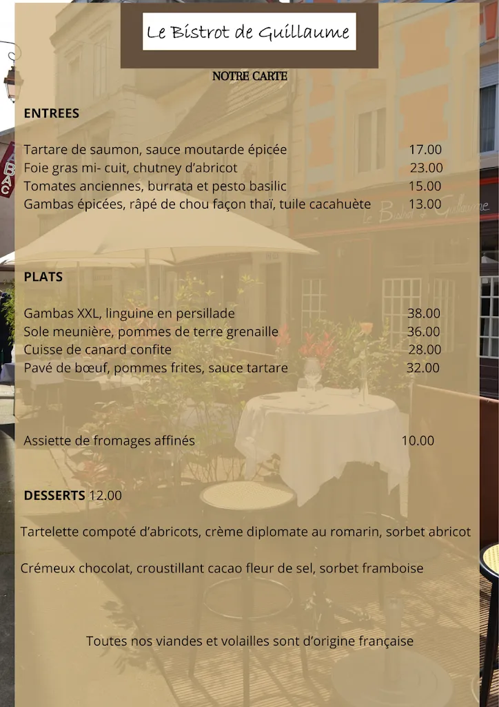 Menu_Le Bistrot de Guillaume_Moulins_image_1